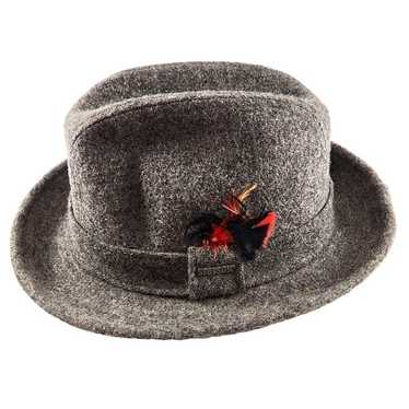 Vintage Stetson Homburg Fedora 100% Wool Hat Grey… - image 1
