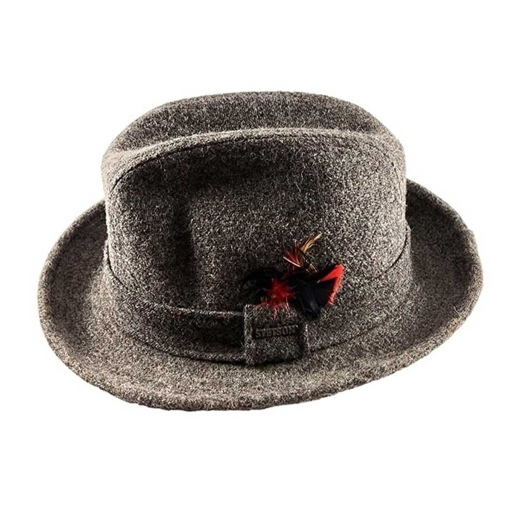 Vintage Stetson Homburg Fedora 100% Wool Hat Grey… - image 2