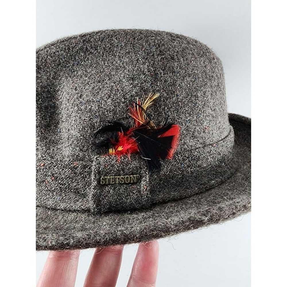 Vintage Stetson Homburg Fedora 100% Wool Hat Grey… - image 3