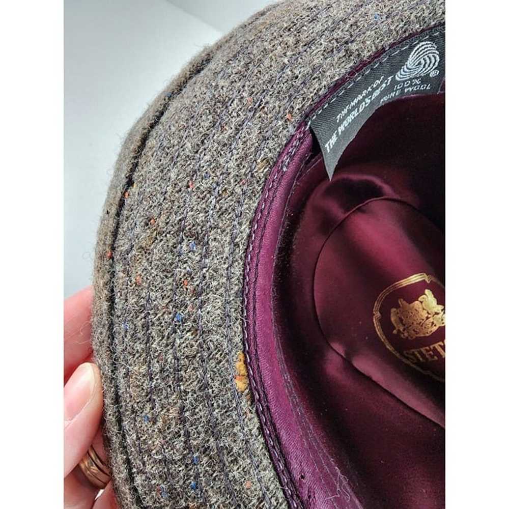 Vintage Stetson Homburg Fedora 100% Wool Hat Grey… - image 8