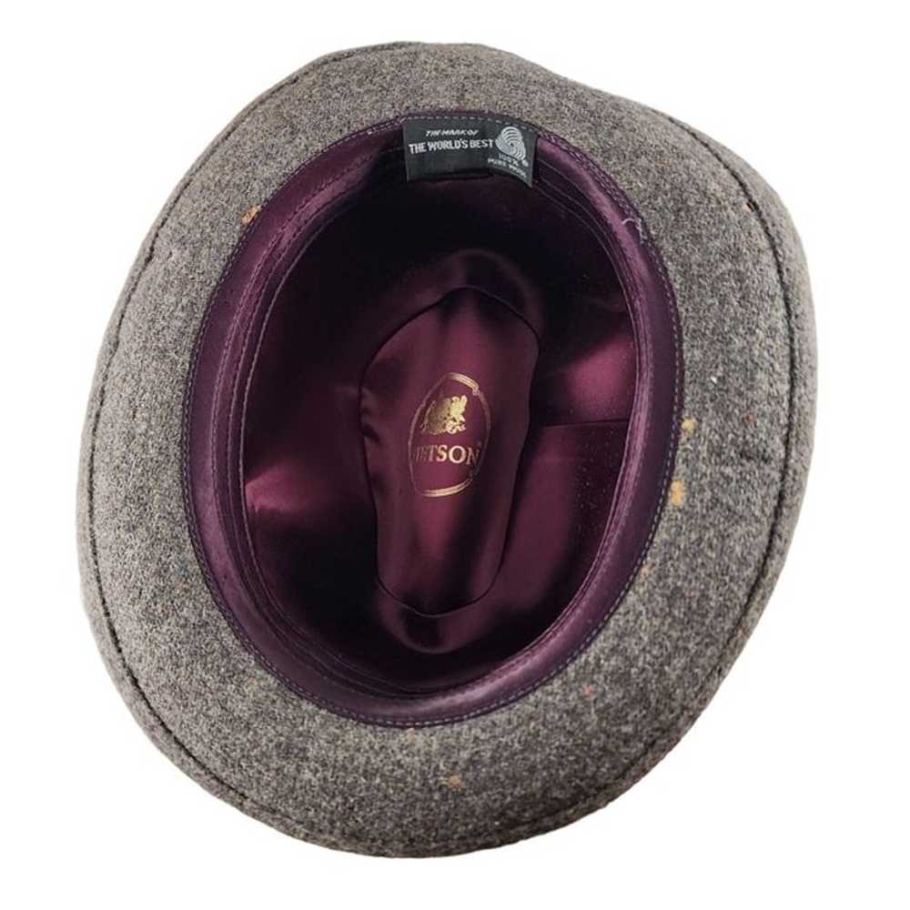 Vintage Stetson Homburg Fedora 100% Wool Hat Grey… - image 9