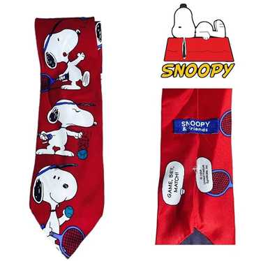 1958 Vintage Snoopy Tennis Silk Necktie, Peanuts C