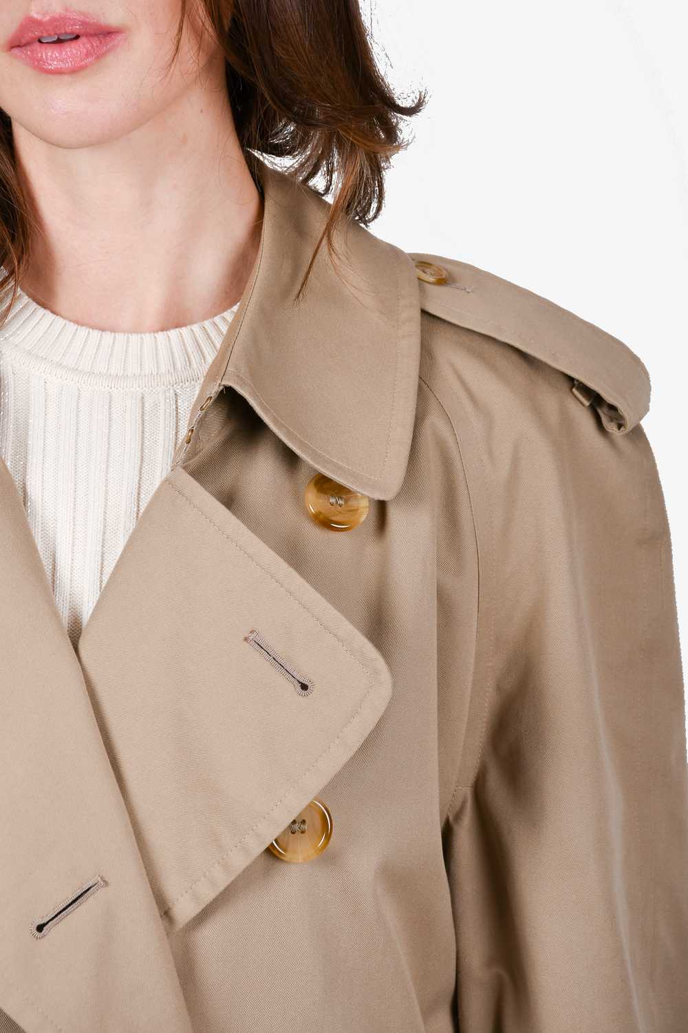 Burberrys Beige Wool Vintage Belted Trench Coat S… - image 4