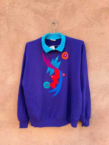 Southwest Style Abstract Applique Purple Sweatshir