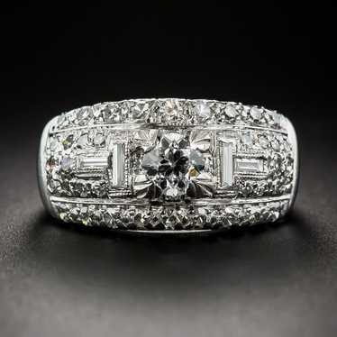 Late Art Deco Diamond and Platinum Band Ring - image 1