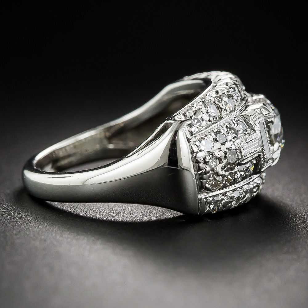 Late Art Deco Diamond and Platinum Band Ring - image 3