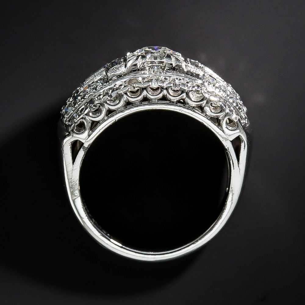 Late Art Deco Diamond and Platinum Band Ring - image 4