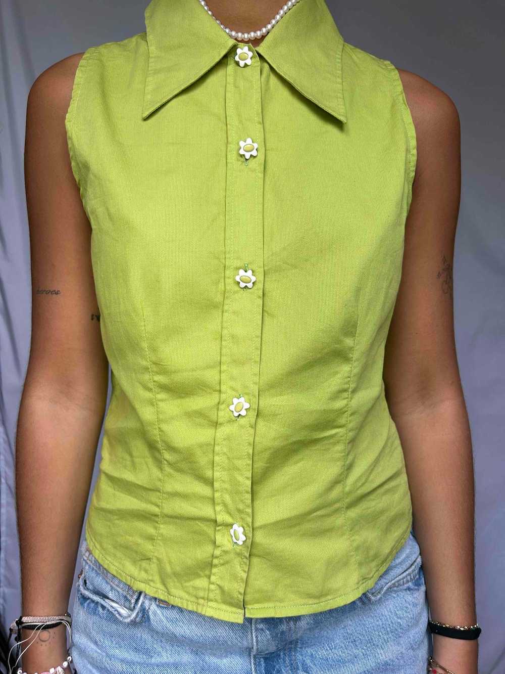Sleeveless cotton shirt - Vintage sleeveless blou… - image 5