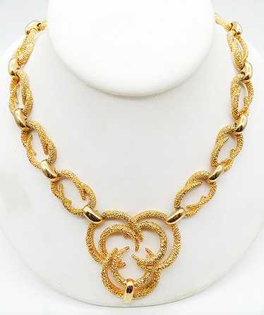 Textured Golden Arc Links Necklace