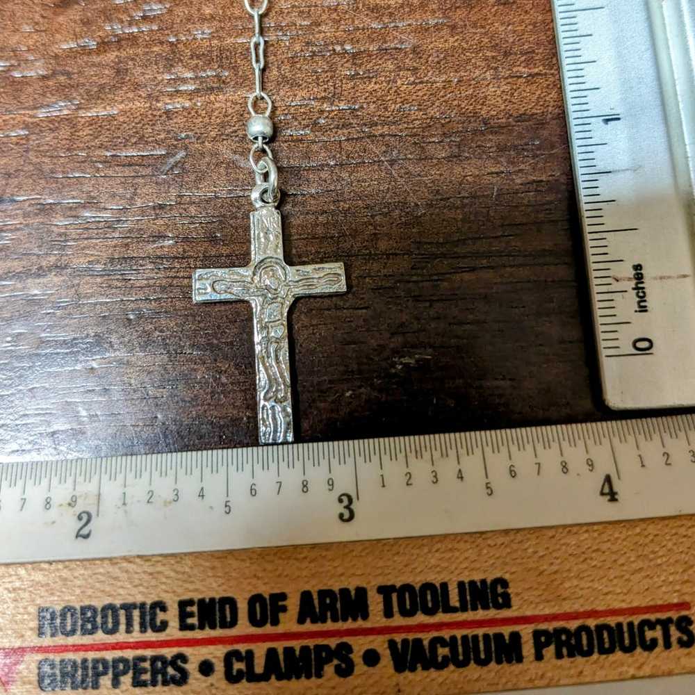 Vintage Sterling Silver Rosary - image 4