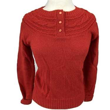 Vintage 70s 80s Knit Sz Large Sweater Red Acrylic… - image 1