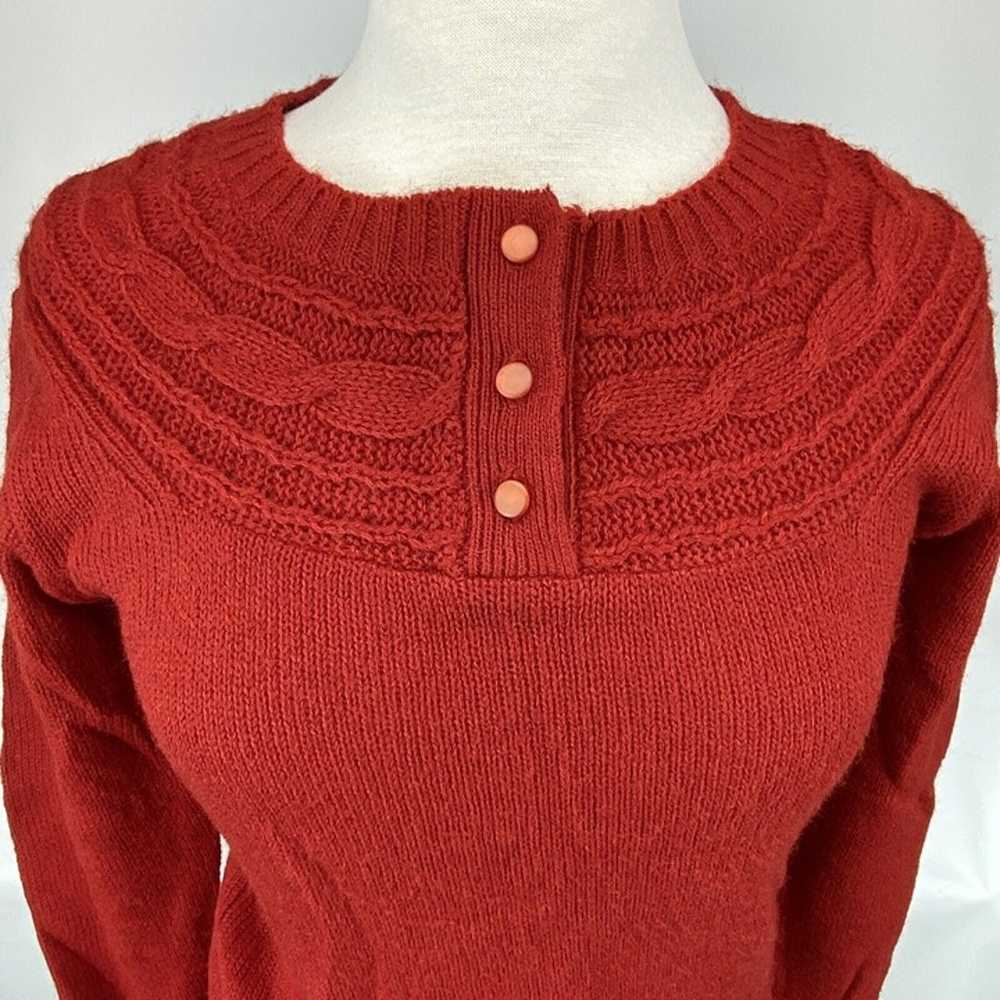 Vintage 70s 80s Knit Sz Large Sweater Red Acrylic… - image 2