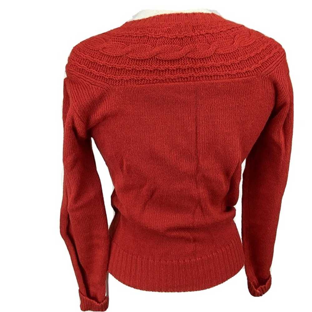 Vintage 70s 80s Knit Sz Large Sweater Red Acrylic… - image 4