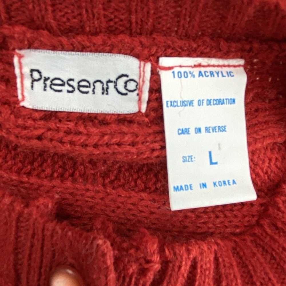 Vintage 70s 80s Knit Sz Large Sweater Red Acrylic… - image 6