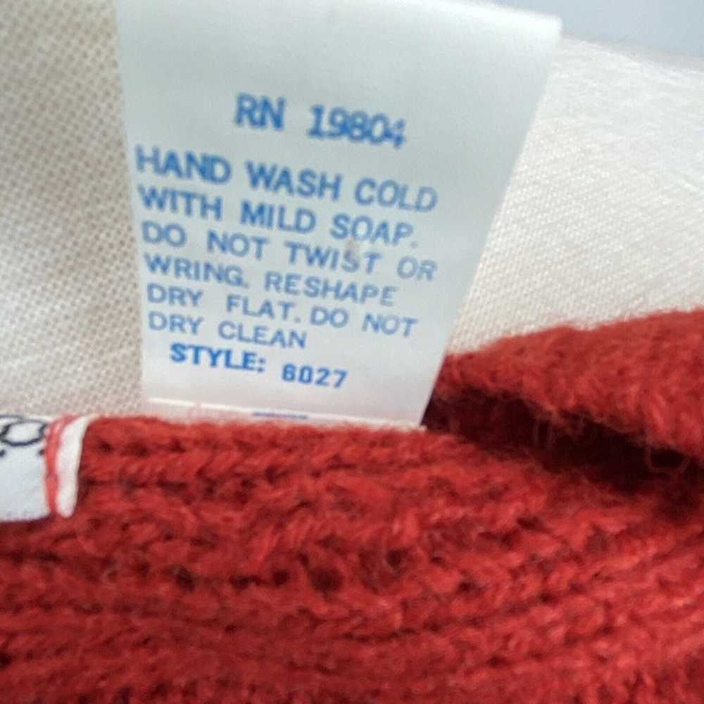 Vintage 70s 80s Knit Sz Large Sweater Red Acrylic… - image 7