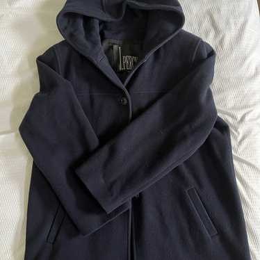 J Percy vintage navy hooded merino wool coat size… - image 1
