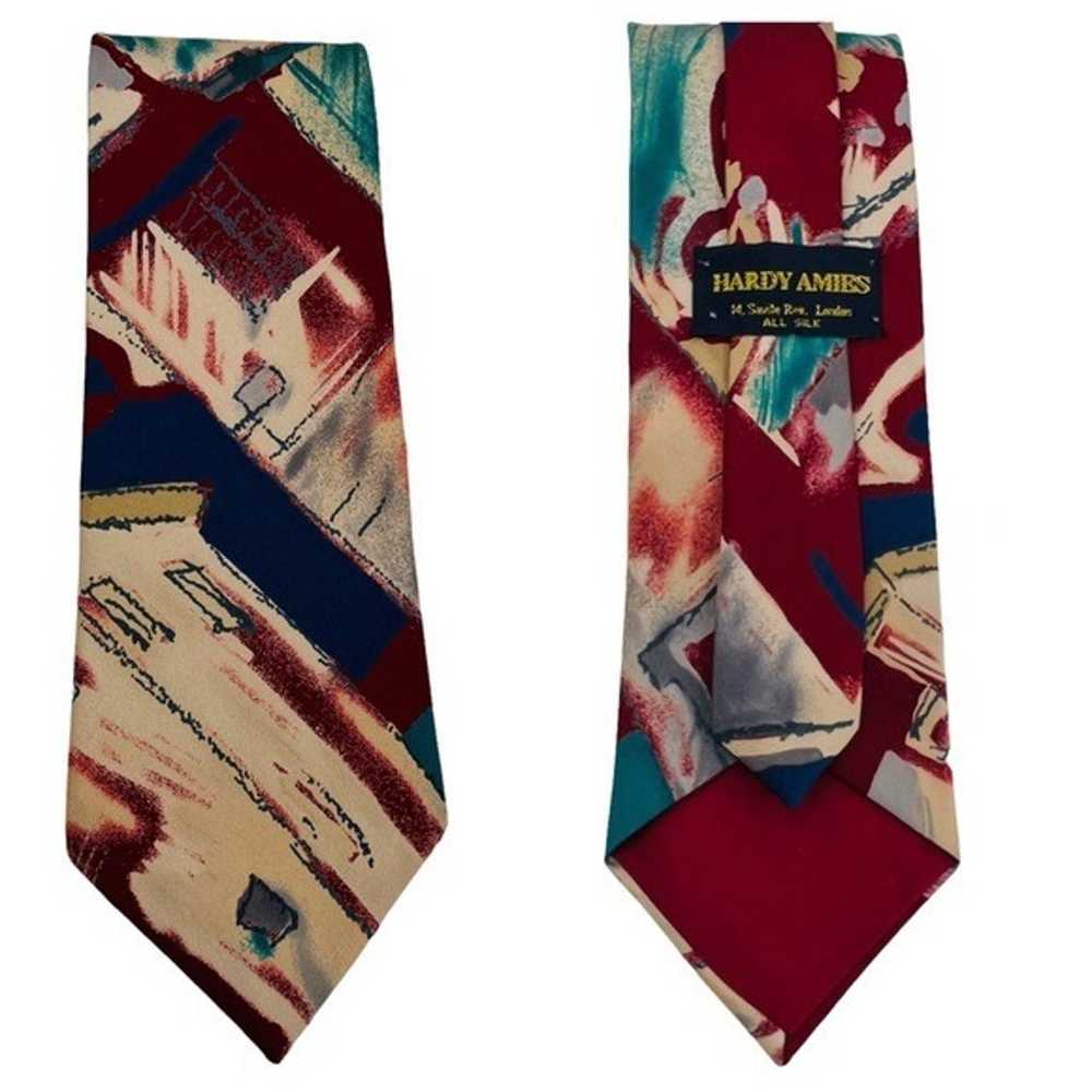 HARDY AMIES Vintage Men’s Abstract Silk Necktie - image 1