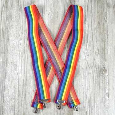 Vintage 2” 70s Honcho Rainbow Suspenders Pride Mo… - image 1