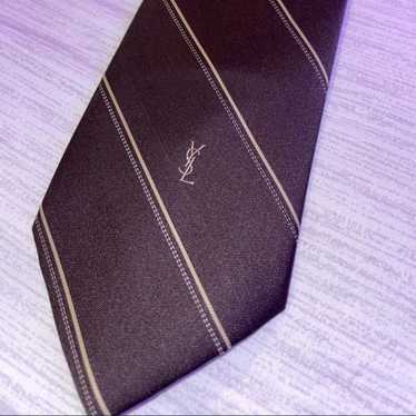 Yves Saint Laurent Vintage Brown Striped Tie Men … - image 1
