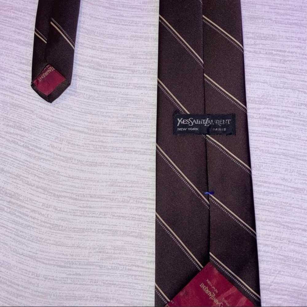 Yves Saint Laurent Vintage Brown Striped Tie Men … - image 3