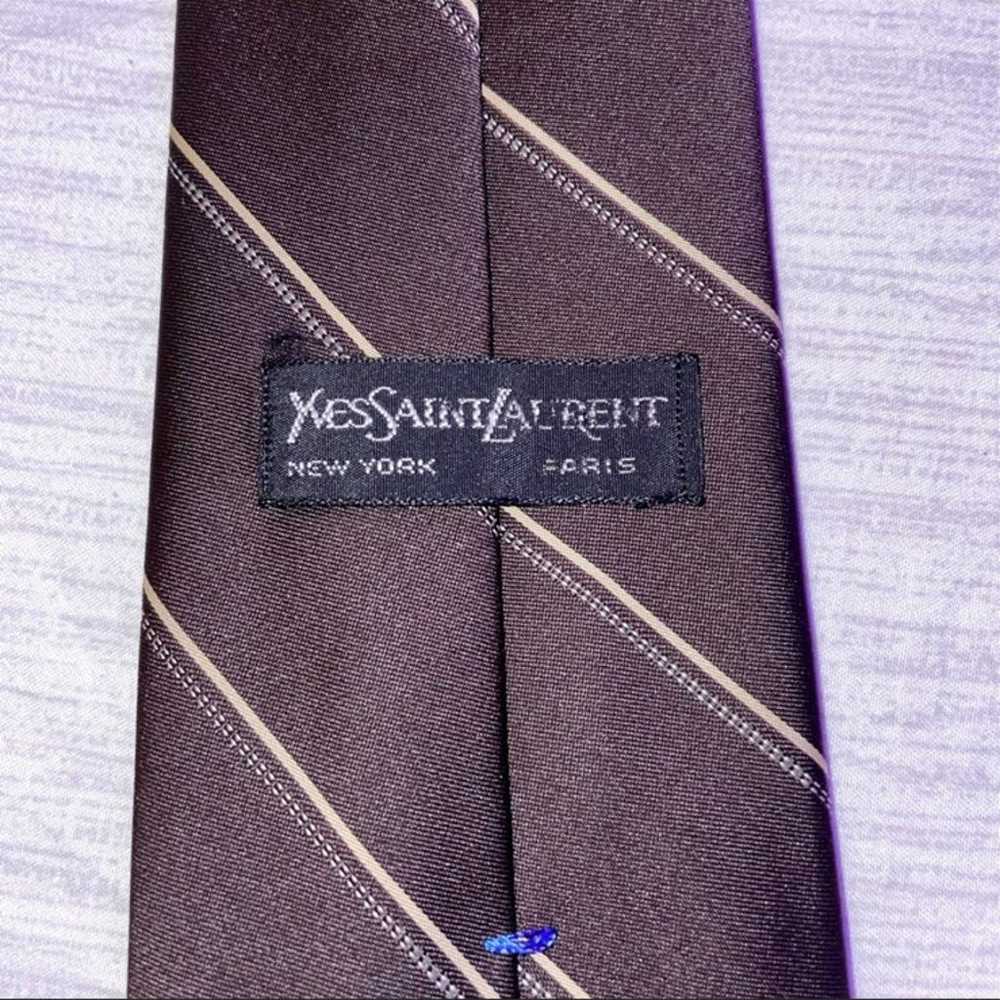 Yves Saint Laurent Vintage Brown Striped Tie Men … - image 5