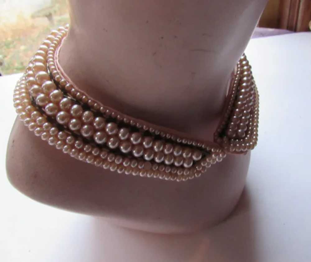 SALE Pretty in Pink Mid Century Faux Pearl Beaded… - image 2