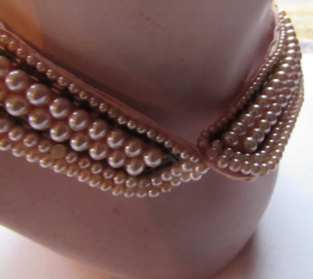 SALE Pretty in Pink Mid Century Faux Pearl Beaded… - image 3