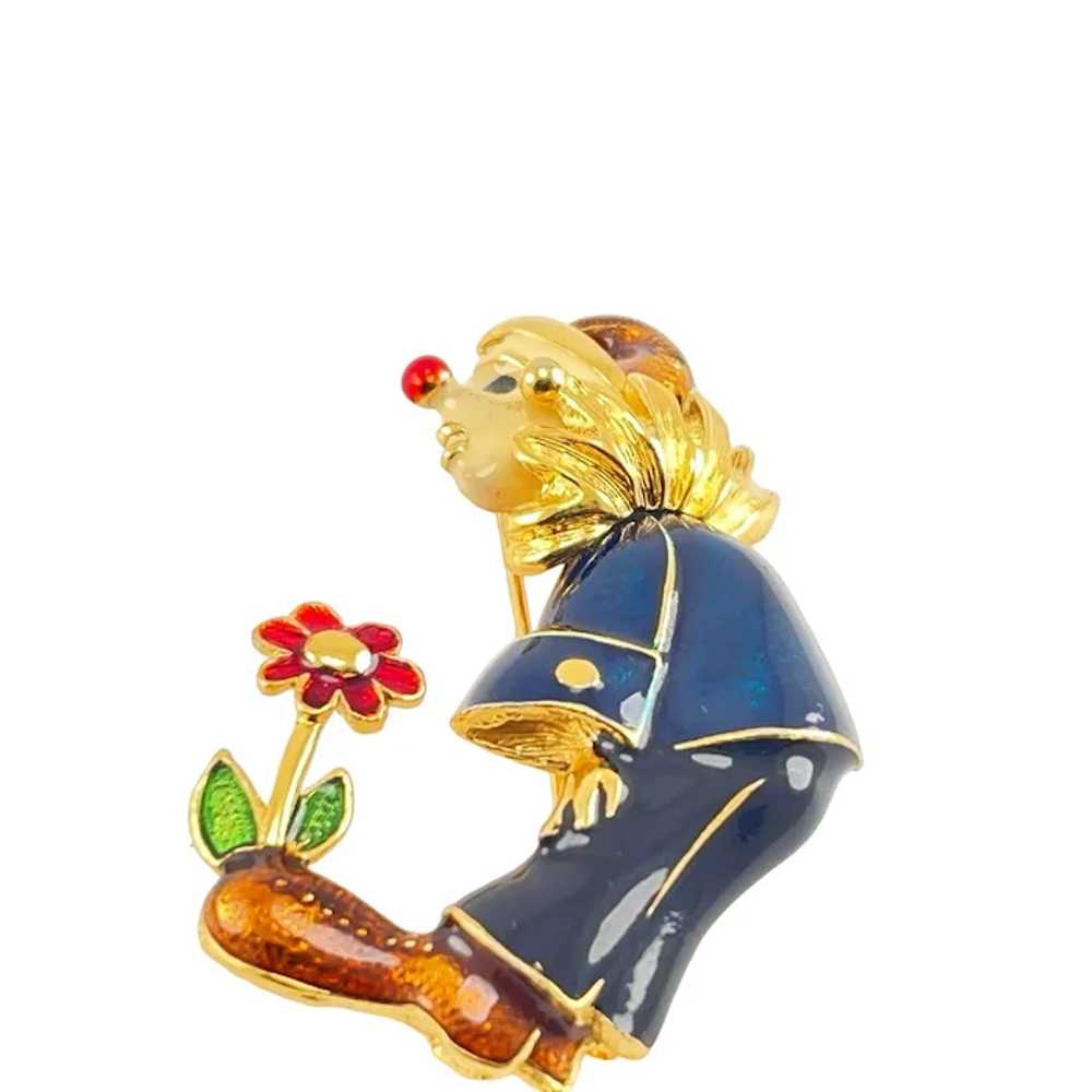 Clown or Jester Pin Enamel with Sprouting Daisy F… - image 4