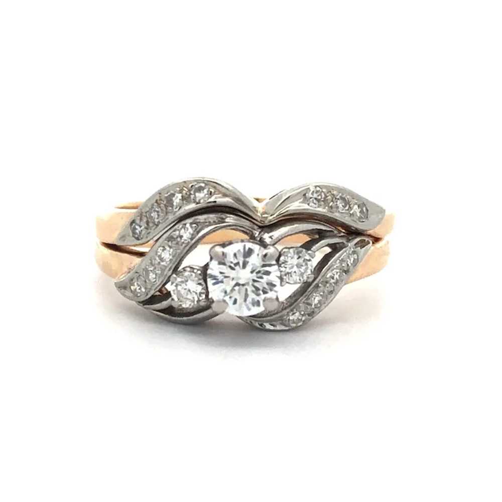 Estate c1960's Diamond Wedding Ring Set in 14kt G… - image 2