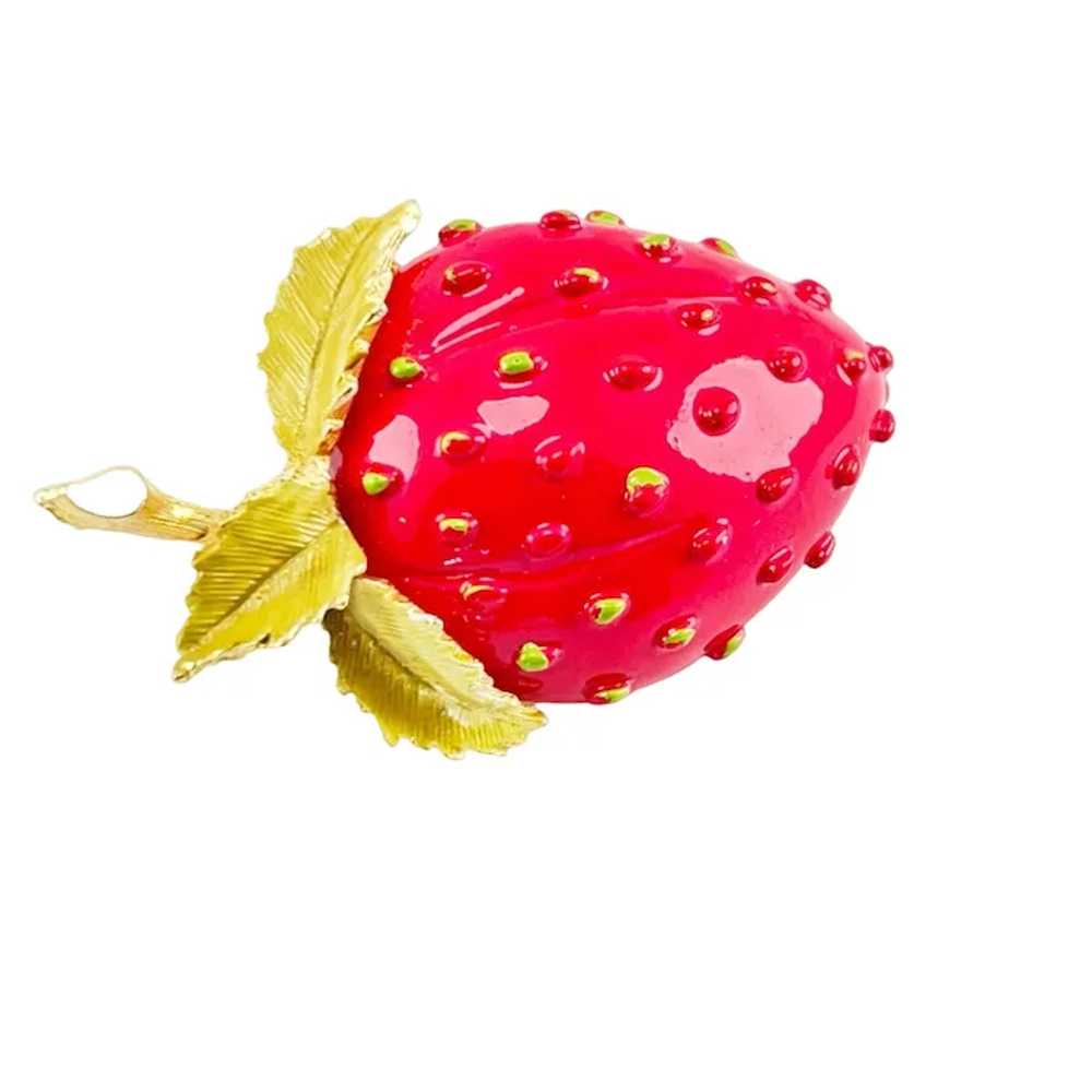 Strawberry Enamel Brooch Pin Vintage Mid Century … - image 2