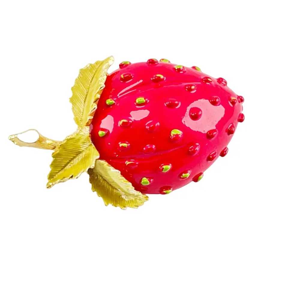 Strawberry Enamel Brooch Pin Vintage Mid Century … - image 3