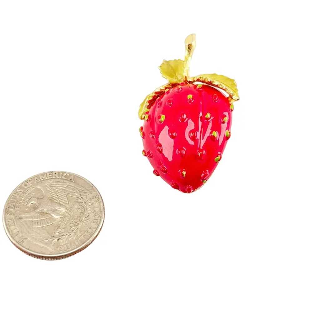 Strawberry Enamel Brooch Pin Vintage Mid Century … - image 7