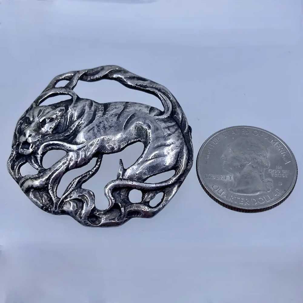 1940s Italy Hand Wrought Silver Female Lion Pin B… - image 7
