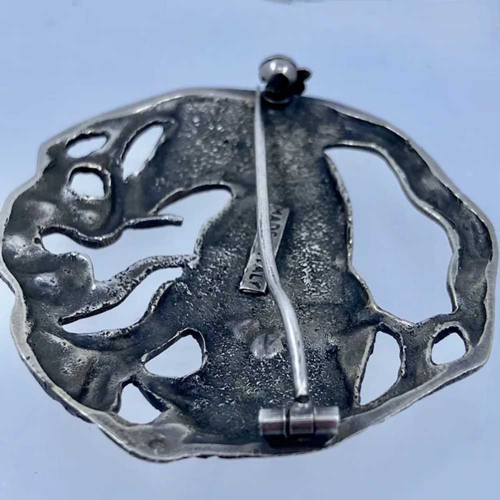 1940s Italy Hand Wrought Silver Female Lion Pin B… - image 8