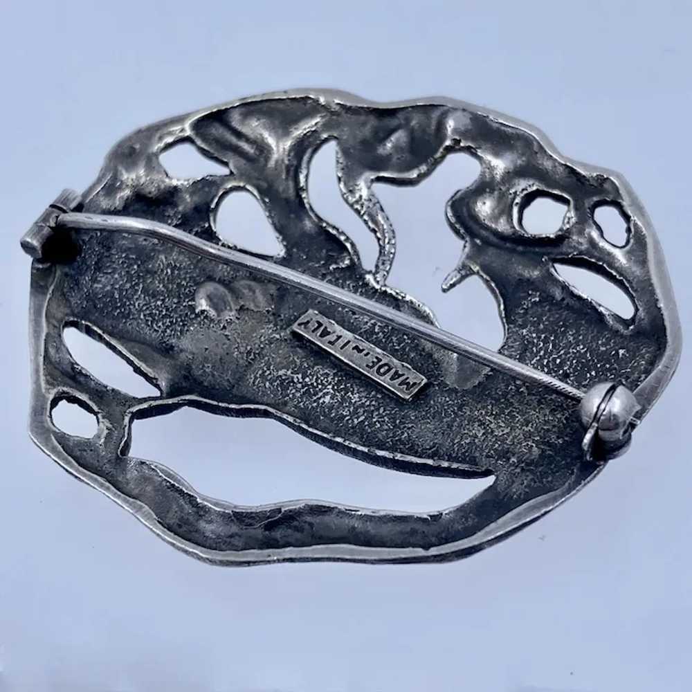 1940s Italy Hand Wrought Silver Female Lion Pin B… - image 9