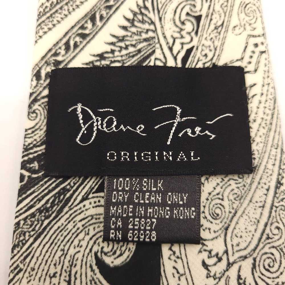 Vintage Diane Freis Tie Paisley 100% Silk Black &… - image 3