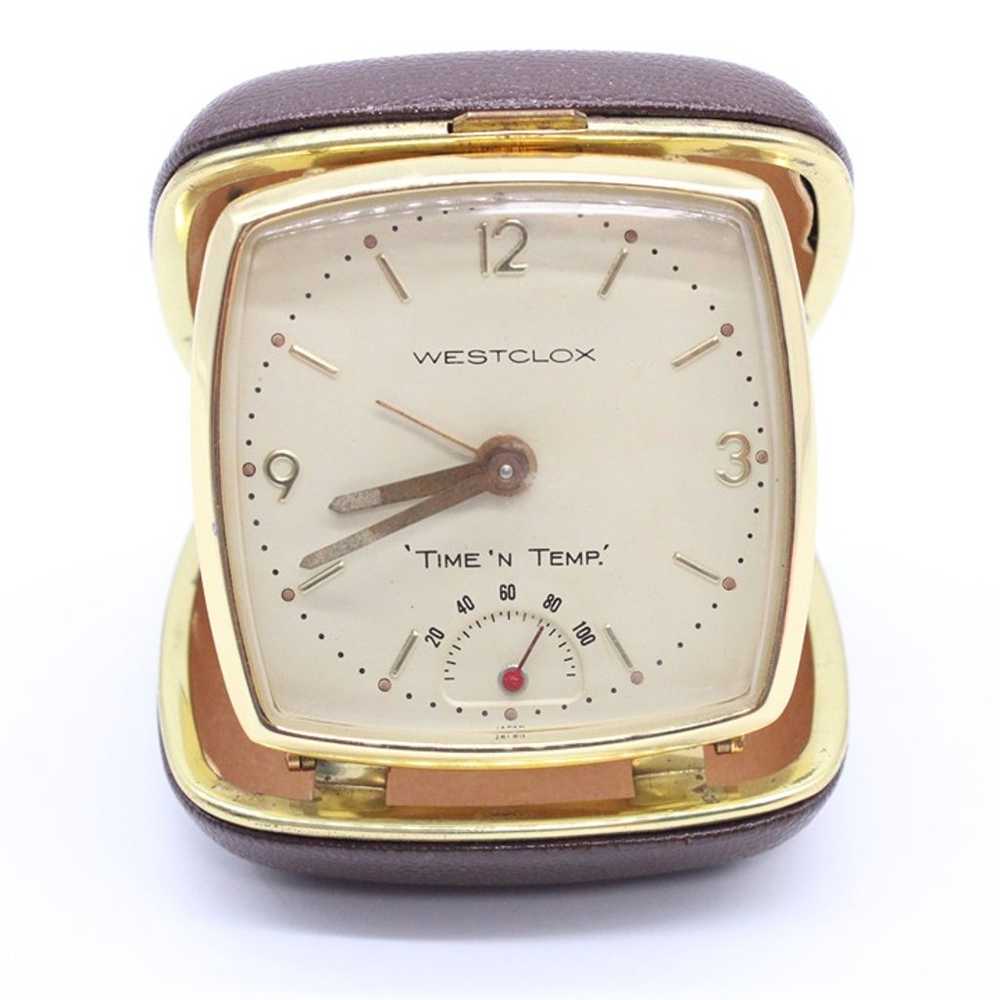 Vintage Westclox Travel Clock Gold Tone Mid-Centu… - image 1