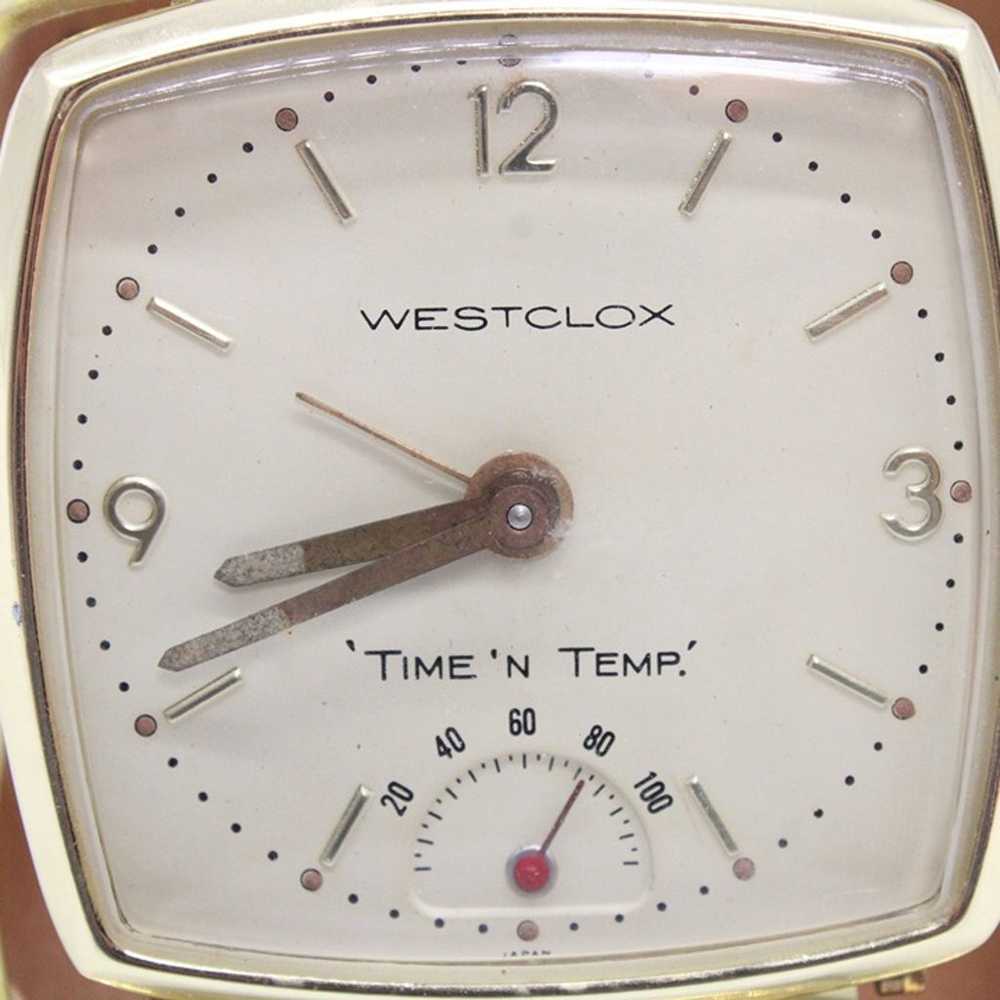Vintage Westclox Travel Clock Gold Tone Mid-Centu… - image 4