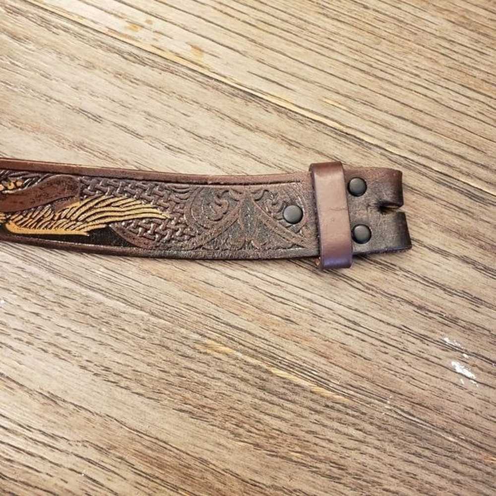Vintage Wrangler Mens Embriodered Leather Belt Si… - image 9
