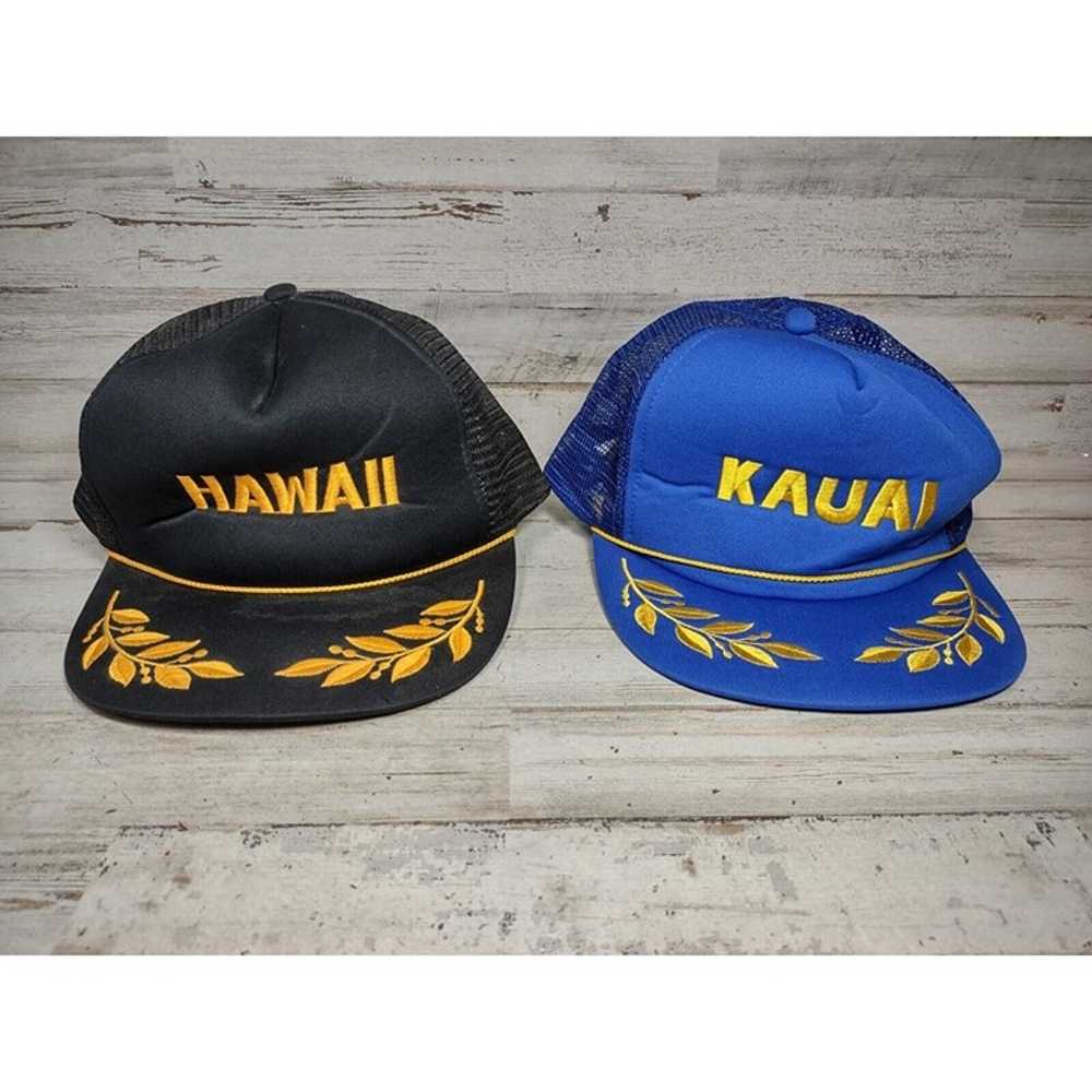 Lot of 2 Vintage Hawaiian Headwear Mens Mesh Snap… - image 1