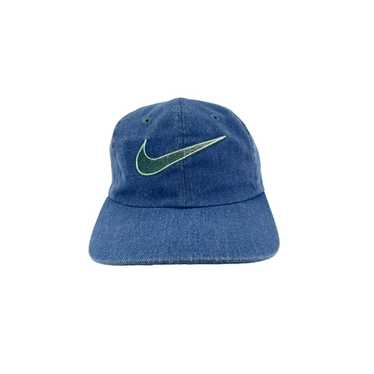 Vintage 1990's Nike Denim Big Swoosh Strapback Hat - image 1