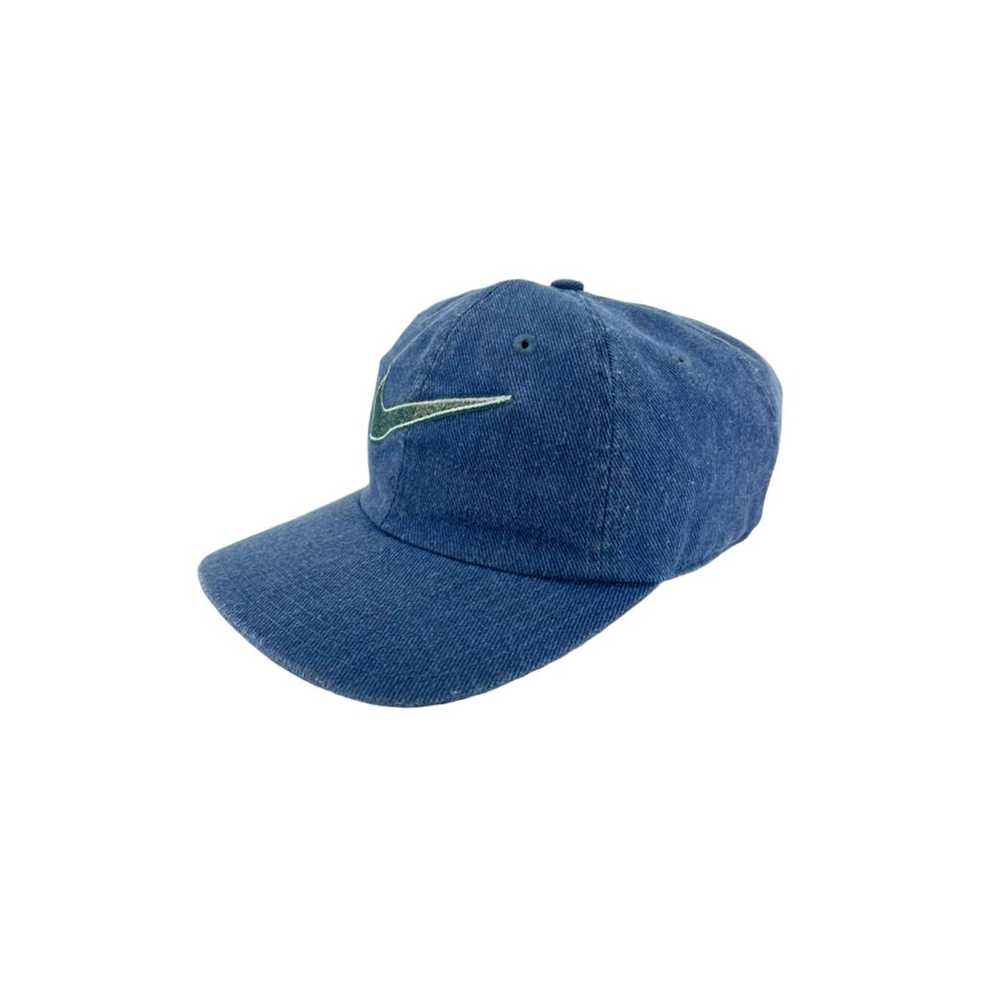 Vintage 1990's Nike Denim Big Swoosh Strapback Hat - image 2