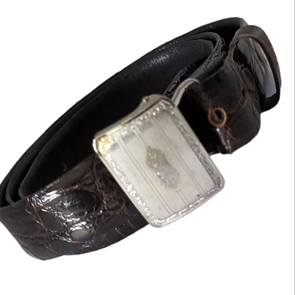 Vintage Marsh Brown Alligator Leather Men's Belt … - image 1