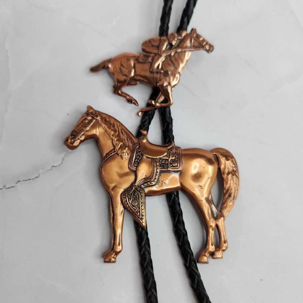 Copper Horses Vintage Bolo Tie - image 4