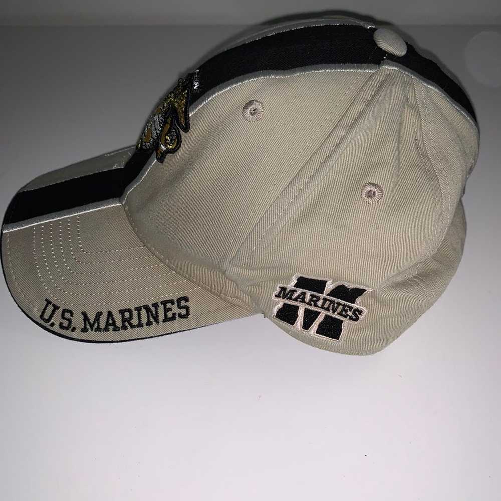 Vintage Marines Cap Hat Stitchon Tan - image 2