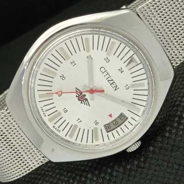 Vintage 1982 Citizen Automatic Mens Silver Watch W