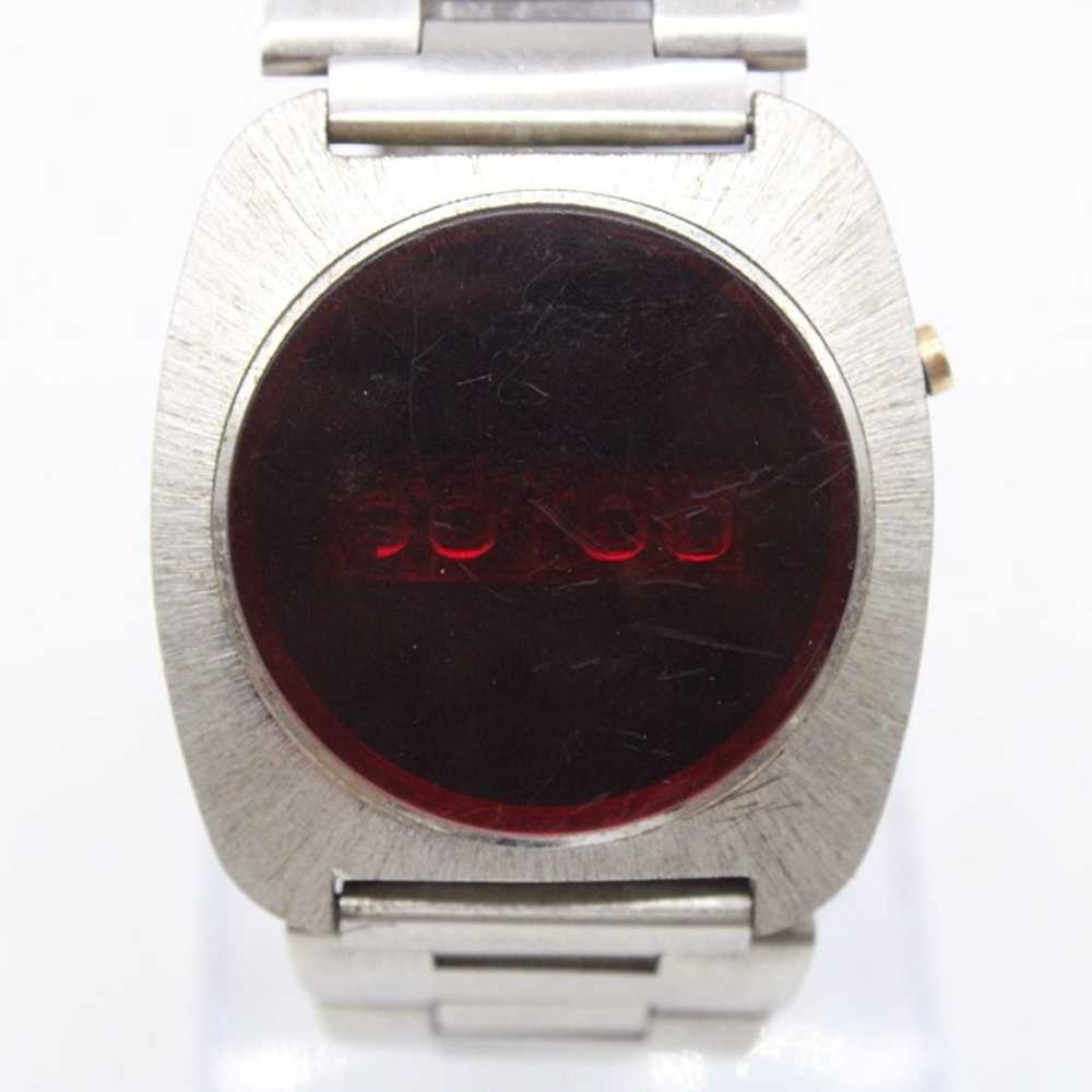 Vintage Electronic Digital Watch Silver Tone Red … - image 2
