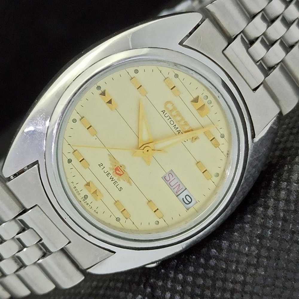 Vintage 1980 Citizen Automatic Mens Silver Watch … - image 1