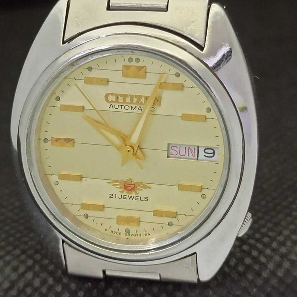 Vintage 1980 Citizen Automatic Mens Silver Watch … - image 3