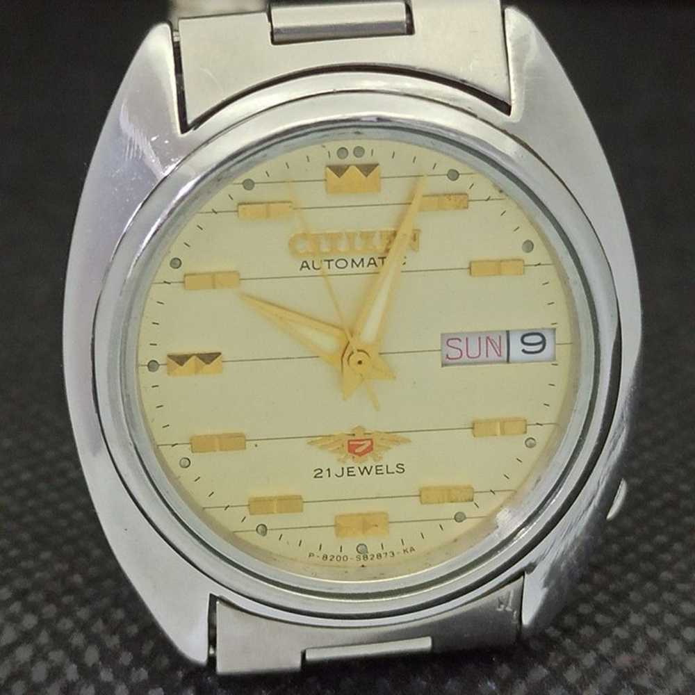 Vintage 1980 Citizen Automatic Mens Silver Watch … - image 4